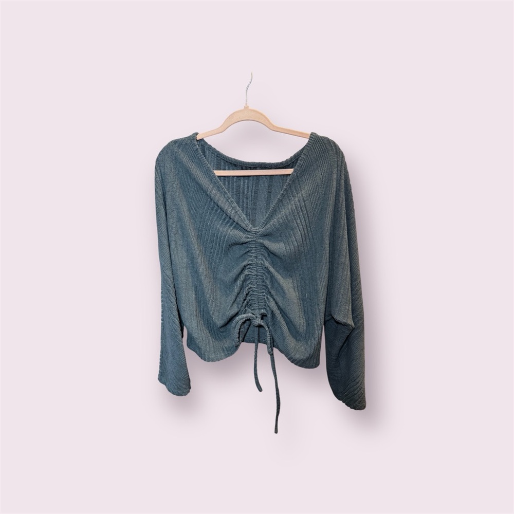 Shein Ribbed Ruched Drawstring Crop Top Women’s Plus 1XL‎ - Picture 2 of 5